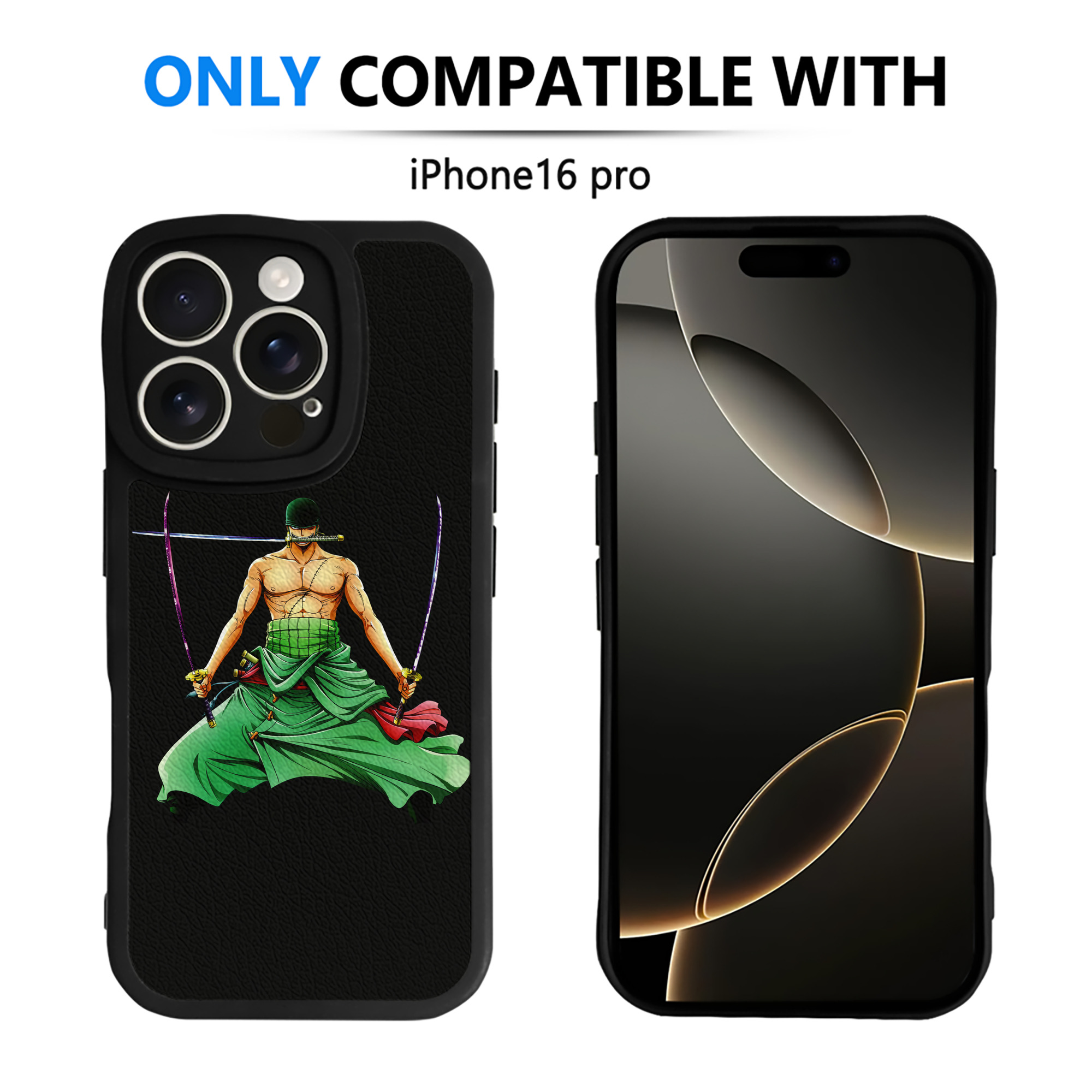 （画像用） ワンピース ロロノア・ゾロ ONE PIECE Roronoa Zoro 【iPhone 16シリーズ対応】シリコンスマホケース（レザー調） 材質：シリコン